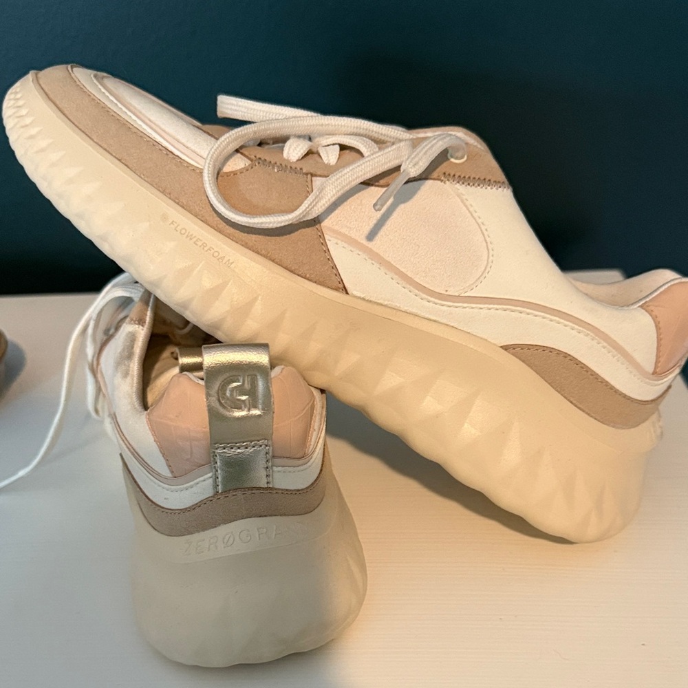 Cole Haan Zero Grand Beige and White Sneakers